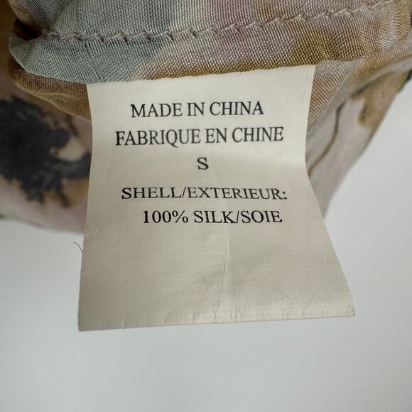 Theory blouse 100% silk watercolor floral sleeveless tie neck sash fairy small - Picture 7 of 8